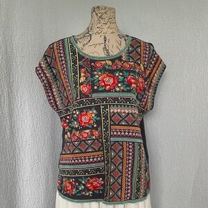 Savana Jane Floral Embroidered Patchwork Top Boho